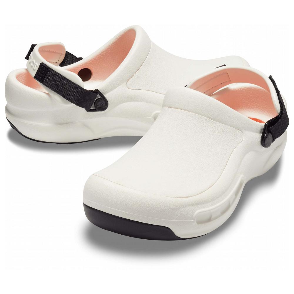 White Men's Crocs Bistro Pro LiteRide™ Clog Shoes | NZ 0665GSOL